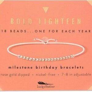 18th Birthday Bracelet Beaded Rose Gold Dipped 7-8 In Jewelry Gift